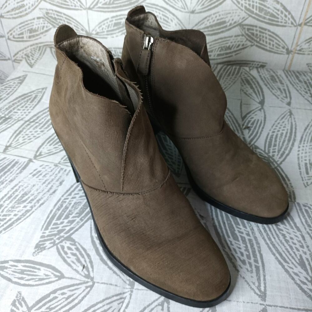 Eileen Fisher Murphy Boots Textured Moto Ankle Leather Block Heel